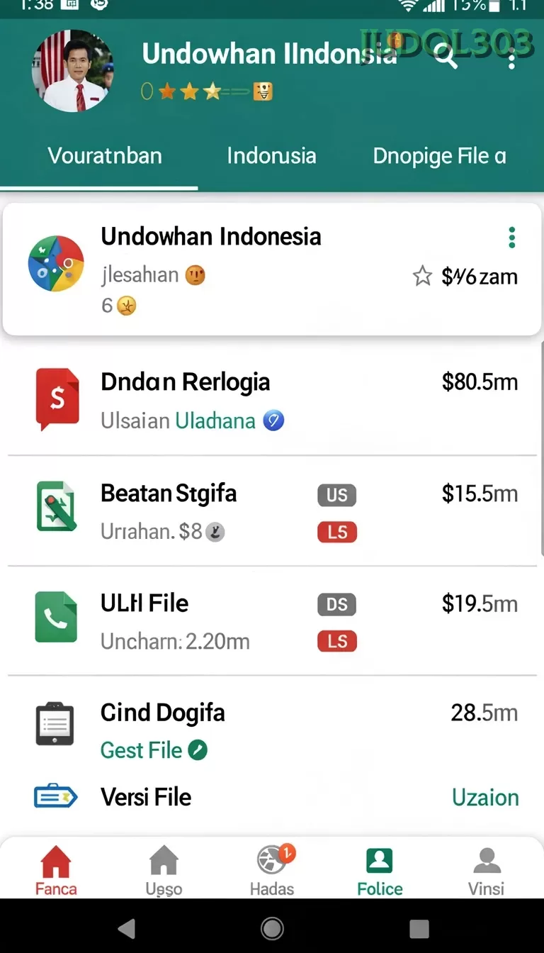 Cuplikan layar RR89 — menu navigasi